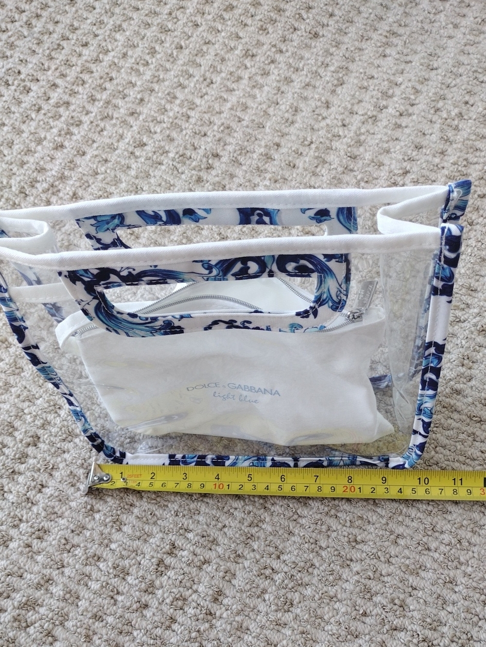 Dolce & Gabbana White Clear Bag with Blue Floral Trim - Picture 5 of 16